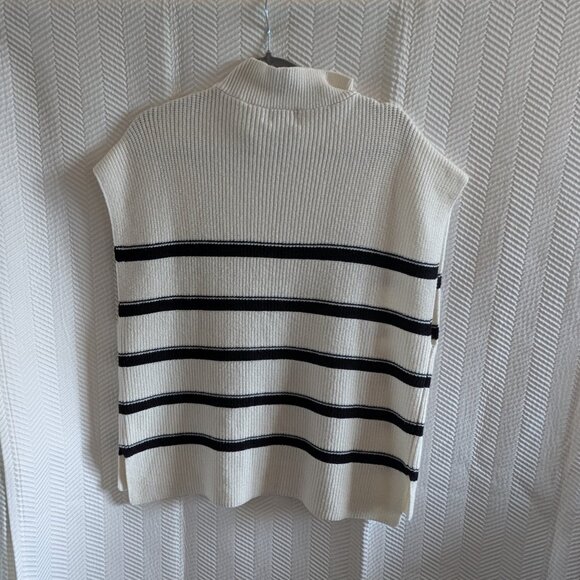 Laundry by Shelli Segal Striped Half Zip Sleeveless Pullover Large Coastal Chic - Picture 6 of 12